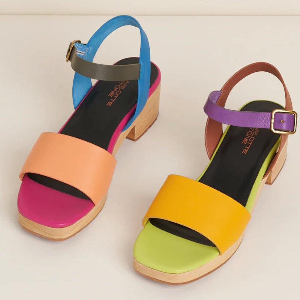 Charlotte Stone Allie in Nassau colorblock sandals size 10, fit like 9s